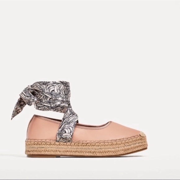 Zara Pink Ballerina Lace-Up Espadrilles - Picture 5 of 9